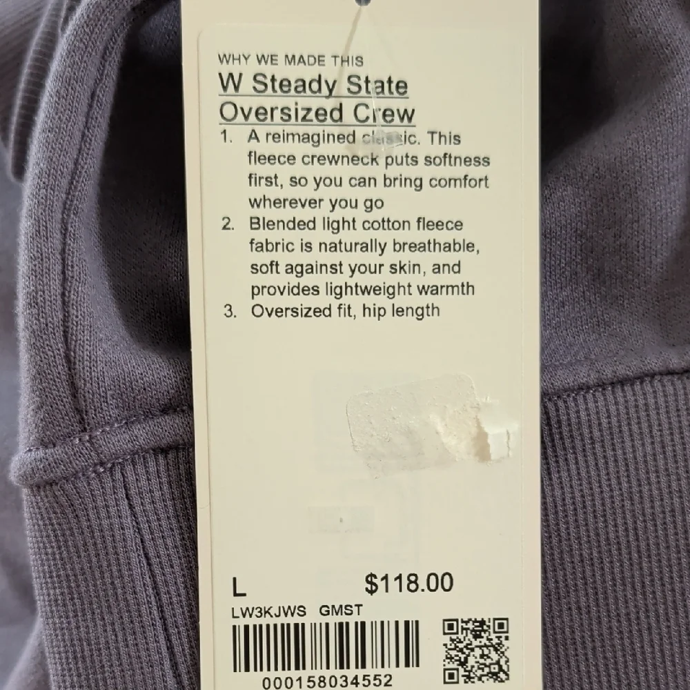 Lululemon Steady State Oversized Crew Grape Mist NWT - Picture 6 of 6
